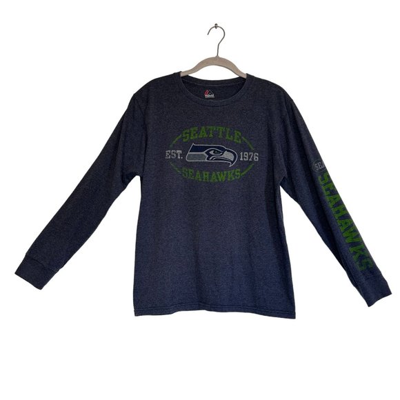 Majestic Men's Long Sleeve Seattle Seahawks T-Shirt in Blue - Size M - Picture 1 of 4